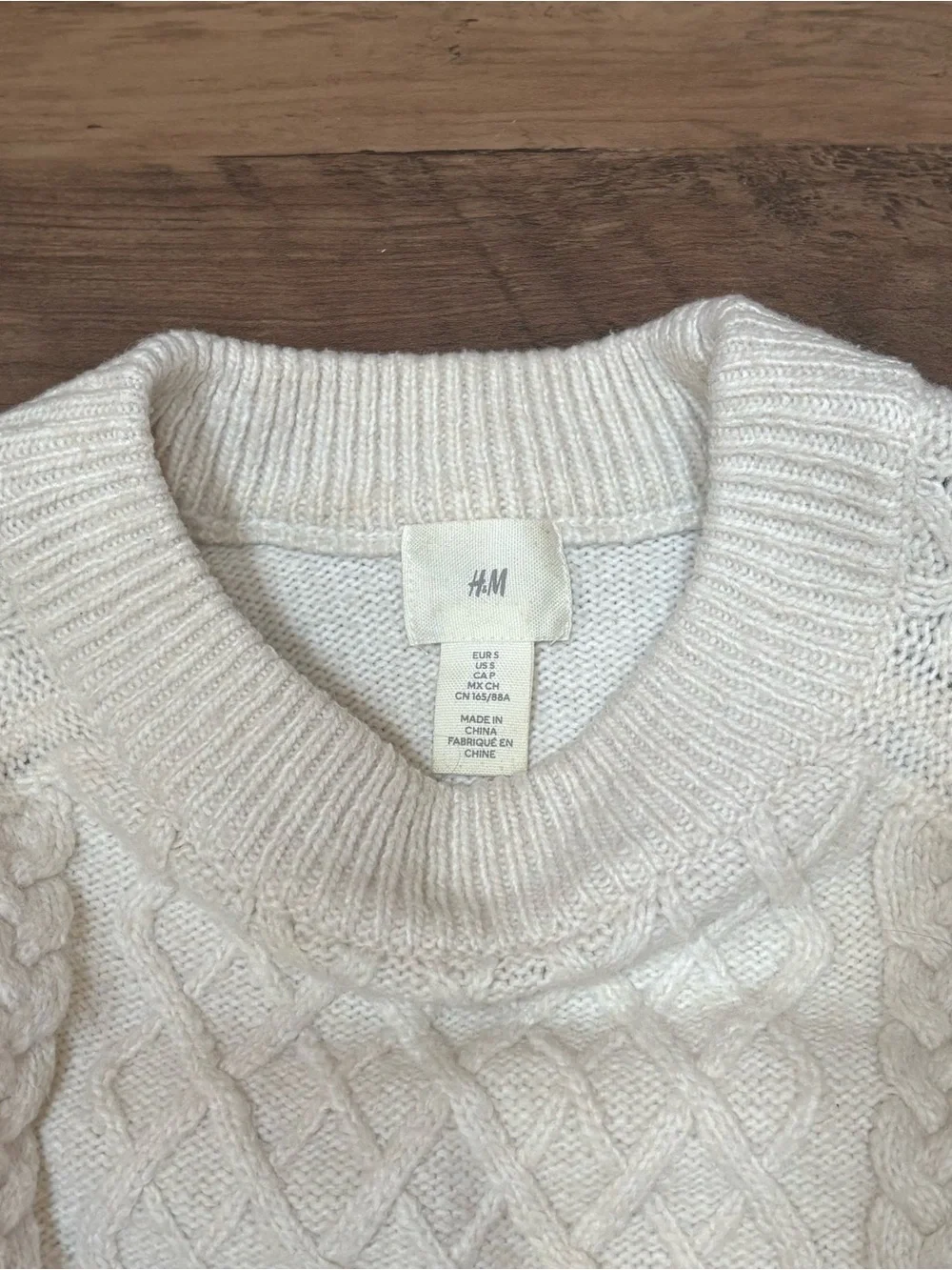 H&M Size S Cream Cableknit Rory Gilmore Sweater